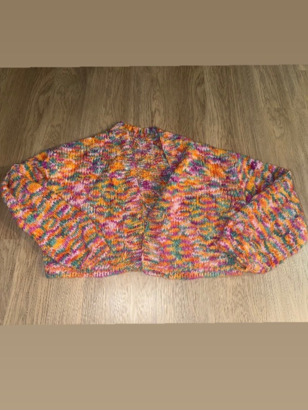 Rainbow Confetti Knit Cropped Cardigan Boho Festival Sweater